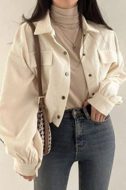 Puff Sleeved Corduroy Crop Shirt