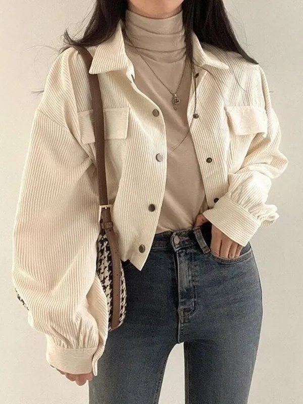 Puff Sleeved Corduroy Crop Shirt
