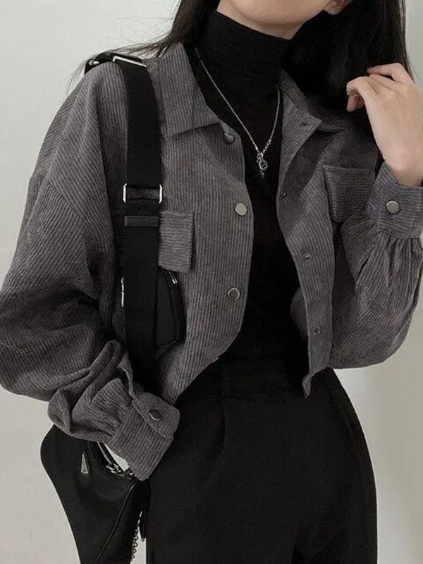 Puff Sleeved Corduroy Crop Shirt