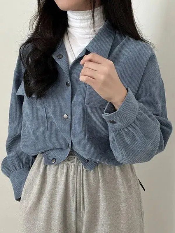 Puff Sleeved Corduroy Crop Shirt