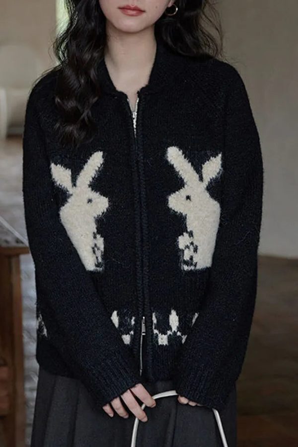 Rabbit Knitted Zip Cardigan