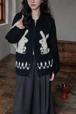 Rabbit Knitted Zip Cardigan
