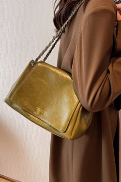 Regular Green Zippered Faux Leather Satchel Bag Handbag