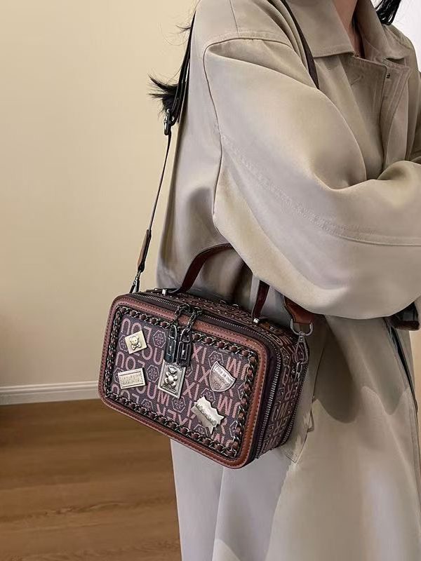 Retro 2025 New Brown Versatile Handheld Shoulder Bag