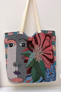 Retro Abstract illustration Canvas Satchel Handbag