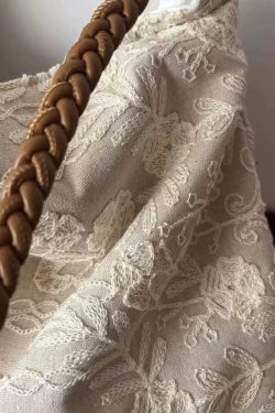 Retro Black Embroidered Flower Cotton Women Handbags