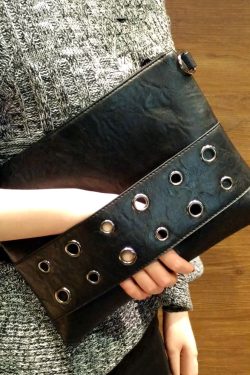 Retro Black Zippered Patchwork Faux Leather Shopping Bag