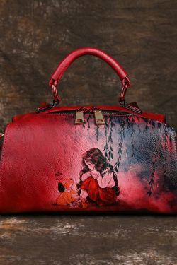 Retro Blue Black Hand Painted Versatile Handbag