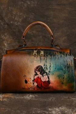 Retro Blue Black Hand Painted Versatile Handbag