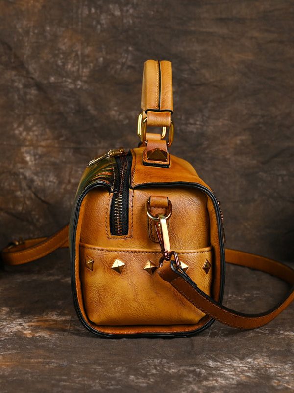 Retro Blue Black Hand Painted Versatile Handbag