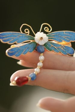 Retro Blue Copper Alloy Pearl Agate Enamel Hairpin