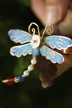 Retro Blue Copper Alloy Pearl Agate Enamel Hairpin