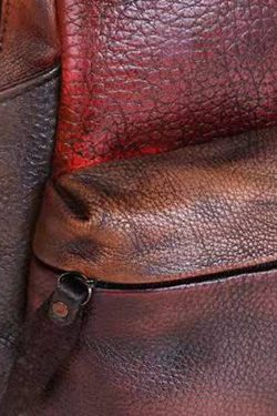 Retro Brown Color contrast Paitings Calf Leather Backpack Bag