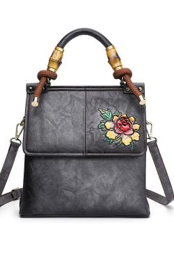 Retro Brown Embossed Large Capacity Faux Leather Tote Handbag