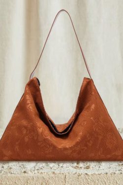 Retro Brown Jacquard Cotton Shoulder Bags