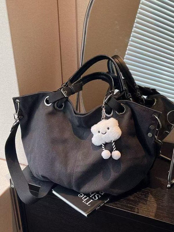 Retro Brown Large Capacity Canvas Tote Handbag