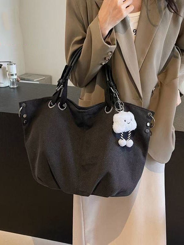 Retro Brown Large Capacity Canvas Tote Handbag