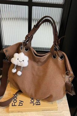 Retro Brown Large Capacity Canvas Tote Handbag