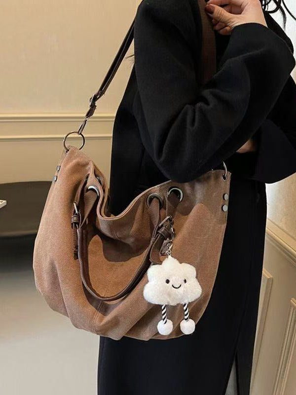 Retro Brown Large Capacity Canvas Tote Handbag