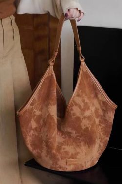 Retro Brown Large Capacity Corduroy Satchel Handbag