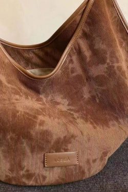 Retro Brown Large Capacity Corduroy Satchel Handbag