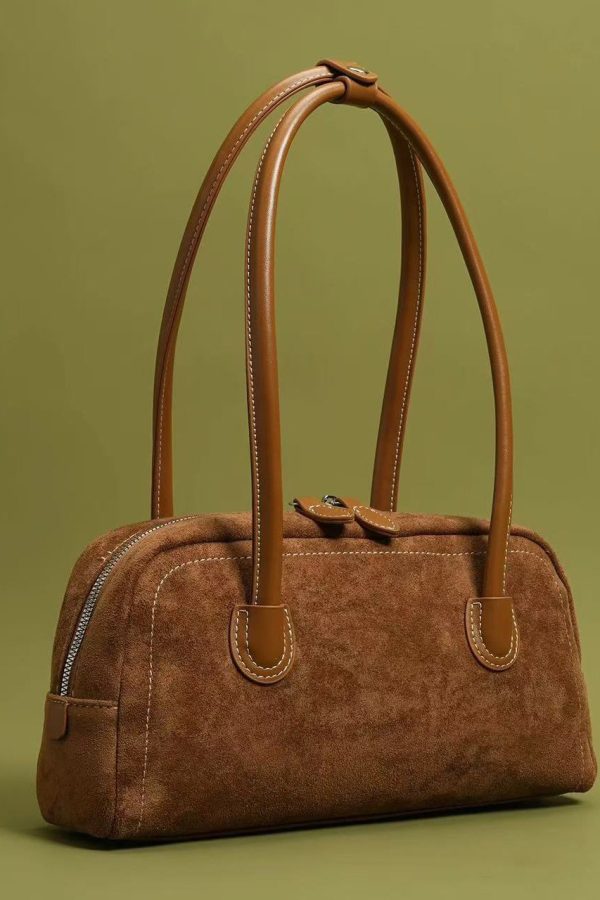Retro Brown Solid Durable Faux Leather Womens Shoulder Bags