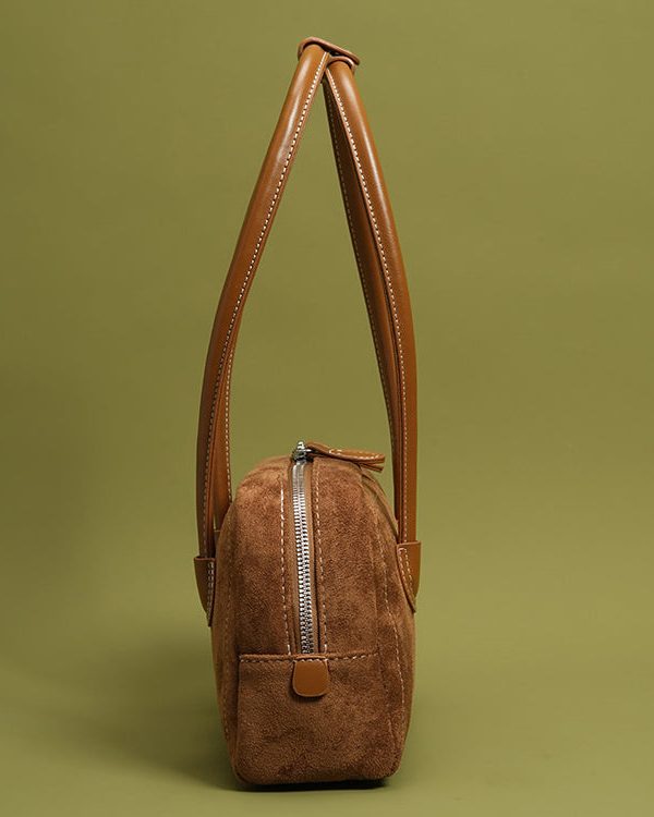 Retro Brown Solid Durable Faux Leather Womens Shoulder Bags