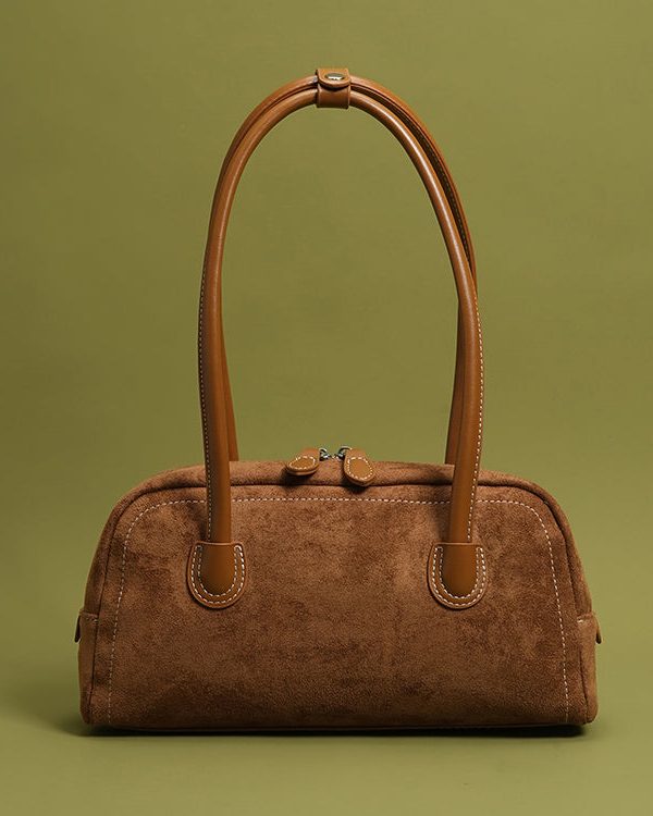 Retro Brown Solid Durable Faux Leather Womens Shoulder Bags