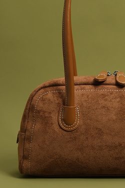 Retro Brown Solid Durable Faux Leather Womens Shoulder Bags