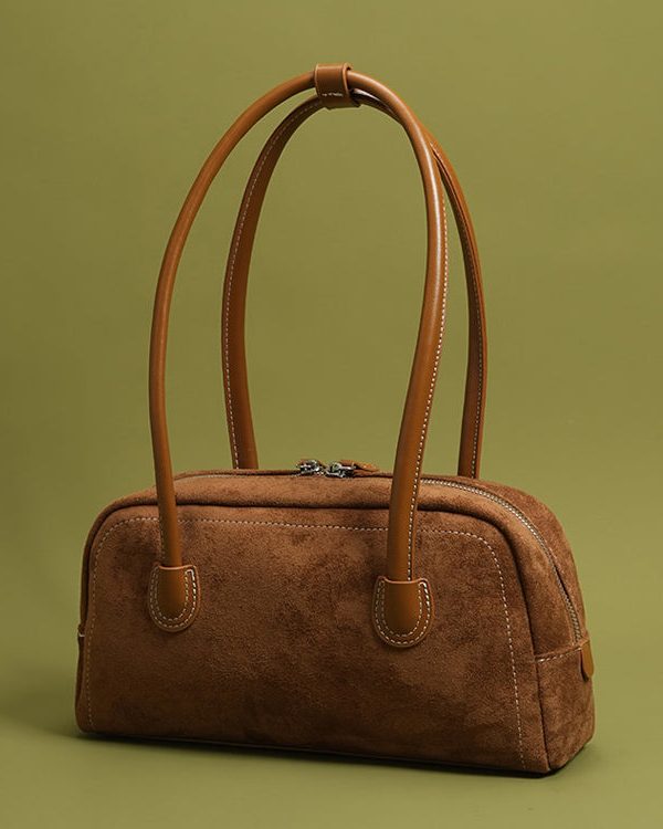 Retro Brown Solid Durable Faux Leather Womens Shoulder Bags