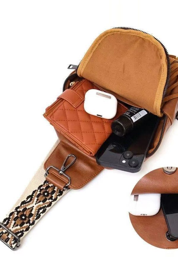 Retro Brown Tasseled Patchwork Embossing Faux Leather Mini Handbag