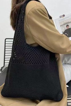 Retro Coffee Hollow Out Cotton Satchel Bag Handbag