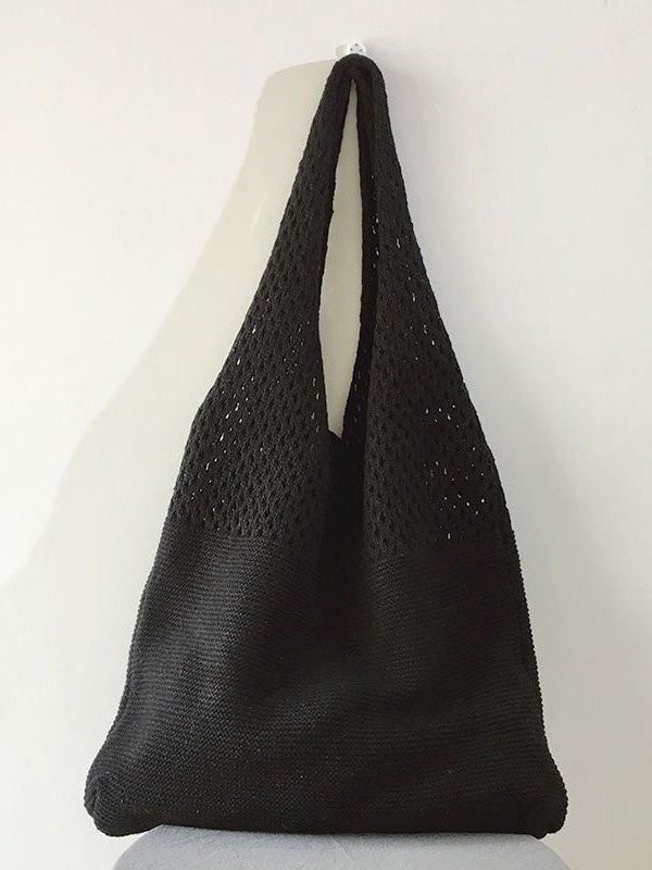 Retro Coffee Hollow Out Cotton Satchel Bag Handbag