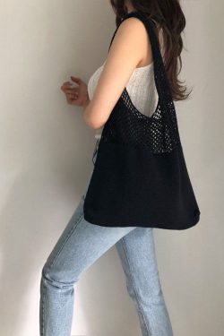 Retro Coffee Hollow Out Cotton Satchel Bag Handbag