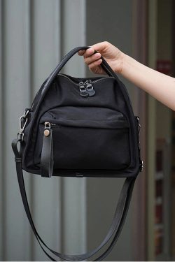 Retro Coffee Solid Durable Nylon Versatile Women Handbags