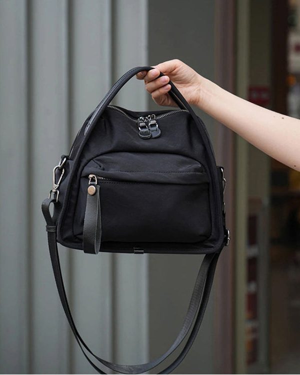 Retro Coffee Solid Durable Nylon Versatile Women Handbags