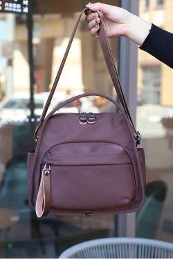 Retro Coffee Solid Durable Nylon Versatile Women Handbags