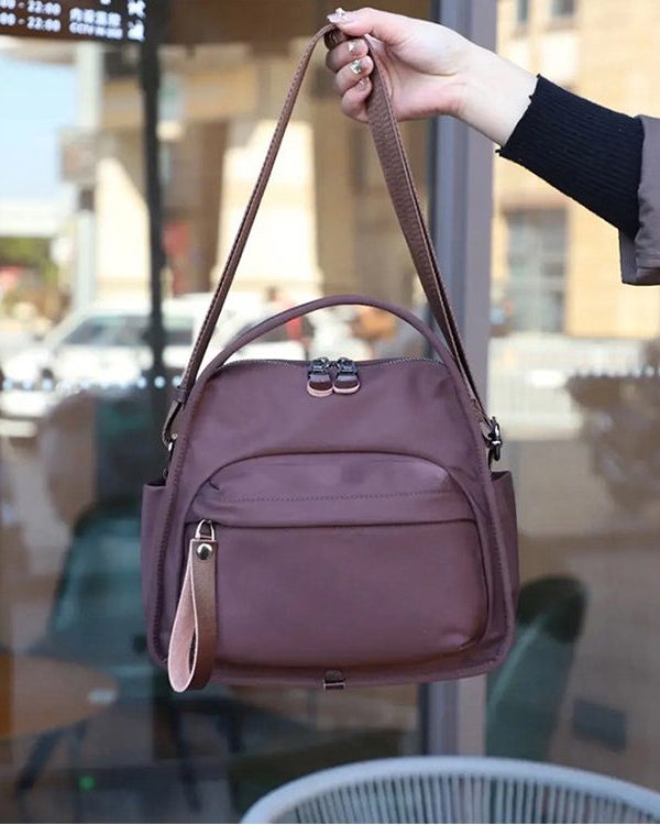 Retro Coffee Solid Durable Nylon Versatile Women Handbags