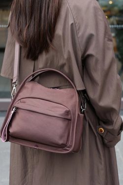 Retro Coffee Solid Durable Nylon Versatile Women Handbags