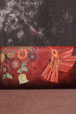 Retro Embossed Durable Calf Leather Zipper Wallet Purse