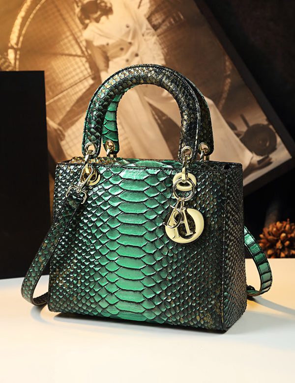 Retro Gradient Color Serpentine Faux Leather Tote Handbag