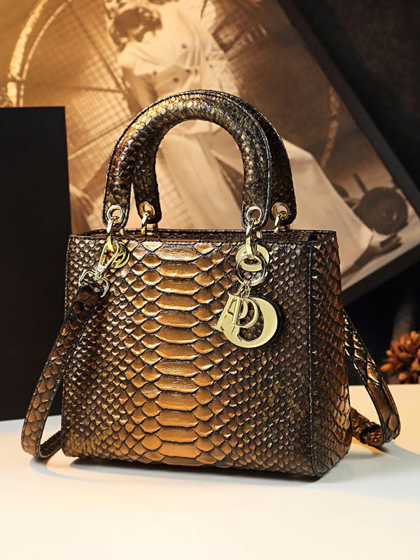 Retro Gradient Color Serpentine Faux Leather Tote Handbag