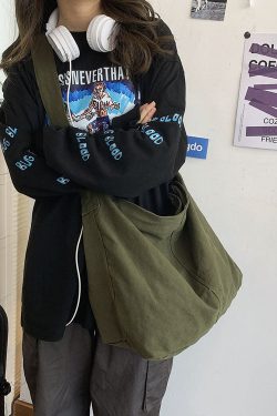 Retro Green Solid Canvas Satchel Handbag