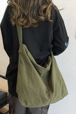 Retro Green Solid Canvas Satchel Handbag