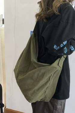 Retro Green Solid Canvas Satchel Handbag