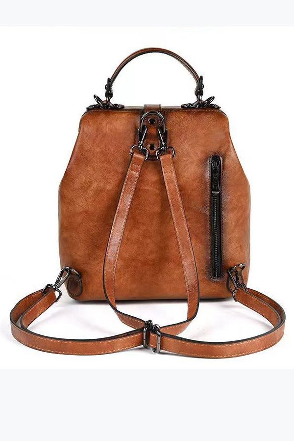 Retro Green Three Dimensional Carved Totem Handmade Backpack