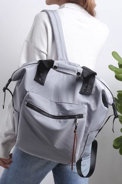 Retro Grey Solid Cotton Backpack Bag