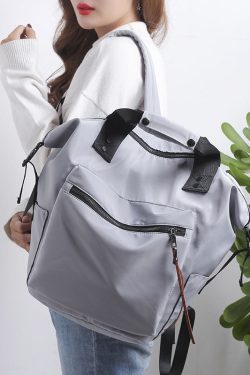 Retro Grey Solid Cotton Backpack Bag
