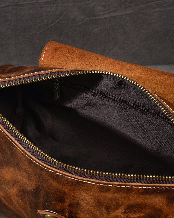 Retro Khaki Bucket Shape Paitings Calf Leather Messenger Bag