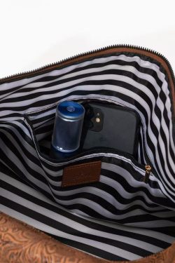 Retro Khaki Print Patchwork Large Capacity Faux Leather Weekender Handbag